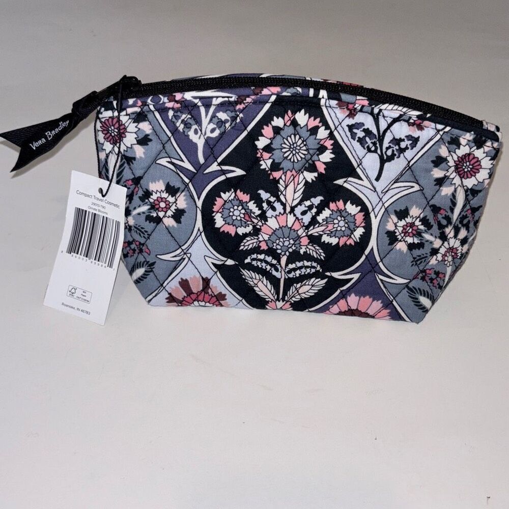 NWT Vera Bradley Ornate Blooms MEdium travel cosmetic make up bag water proof